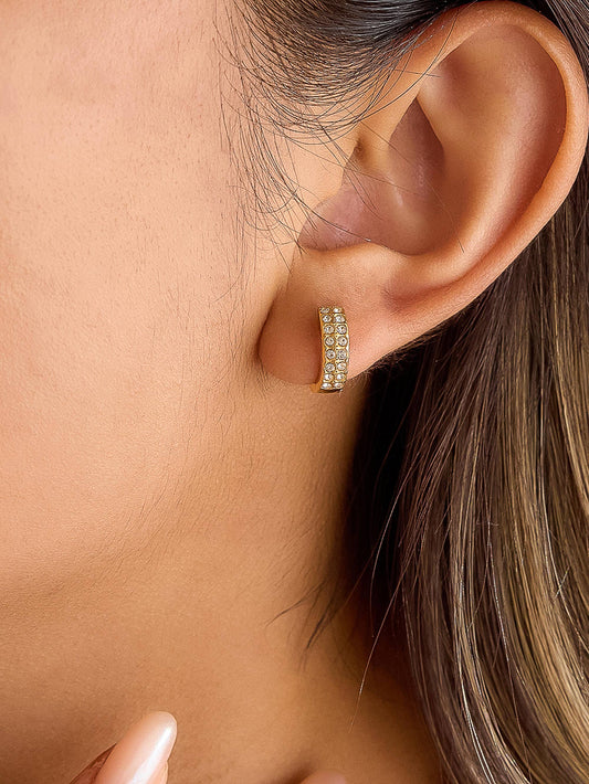 Non-Tarnish CZ Pave Huggie Earrings