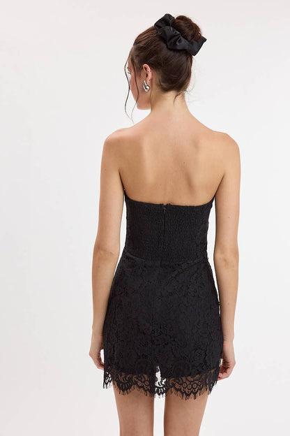 Embroidered Tube Mini Dress