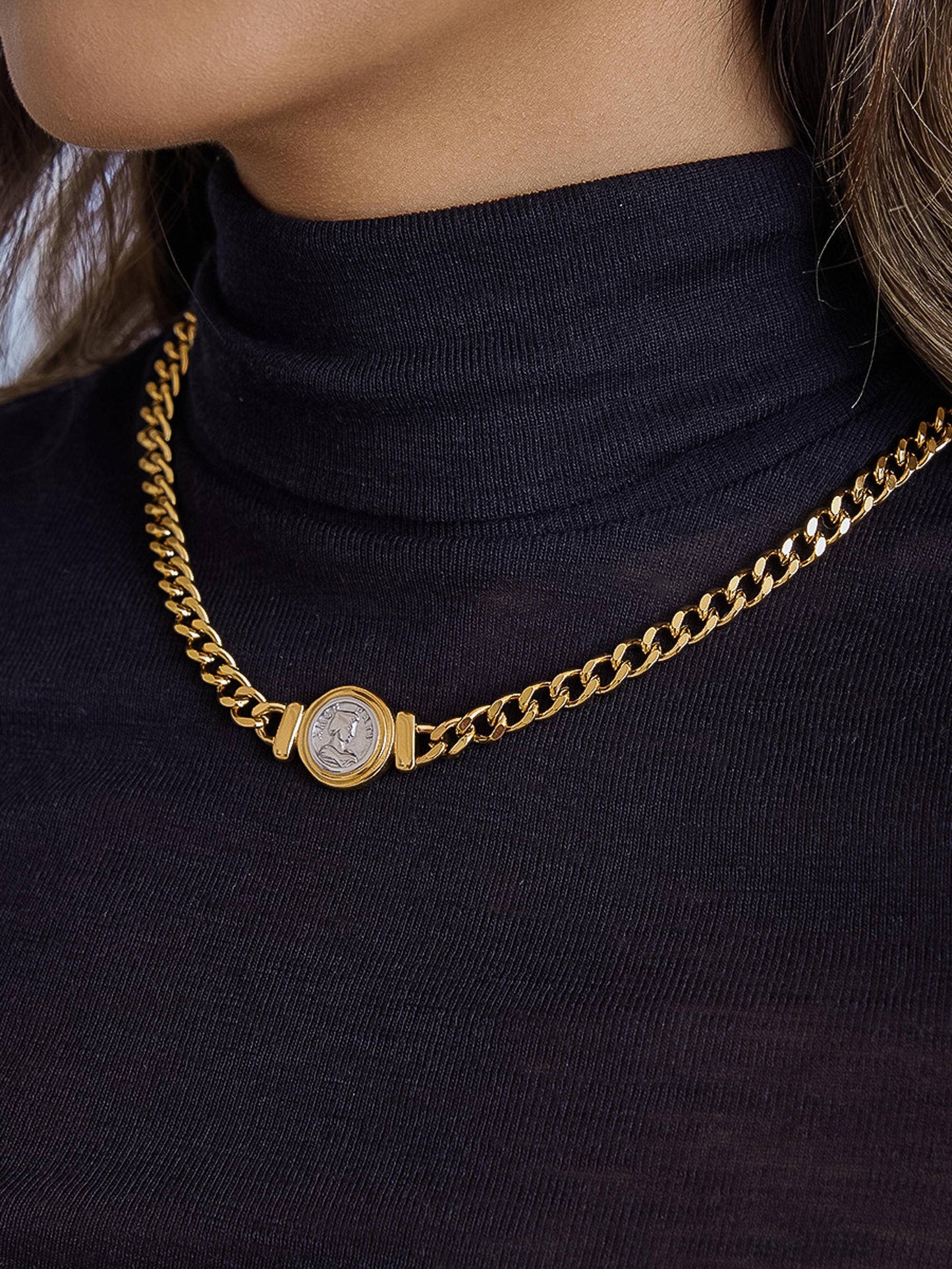 Parisse Non-Tarnish Coin Pendant Necklace