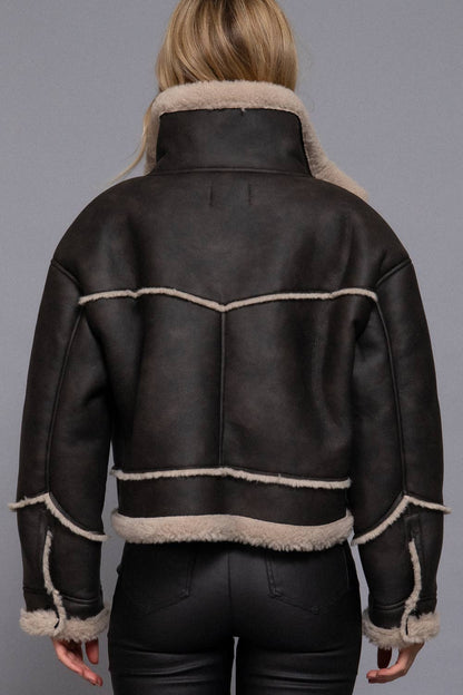 Pocket Leather Inner Fur Jacket