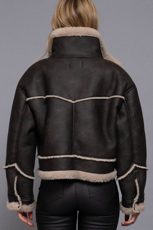 Pocket Leather Inner Fur Jacket