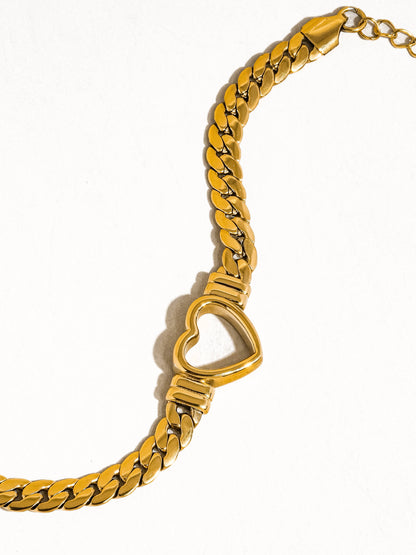 Non-Tarnish Heart Snake Chain Necklace