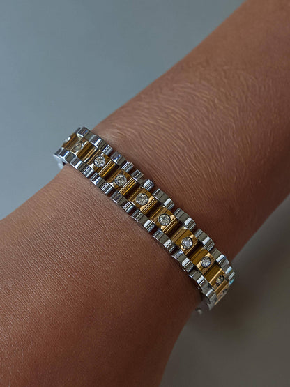 Faelys 18K Gold Non-Tarnish Two-Tone Watchband Bracelet