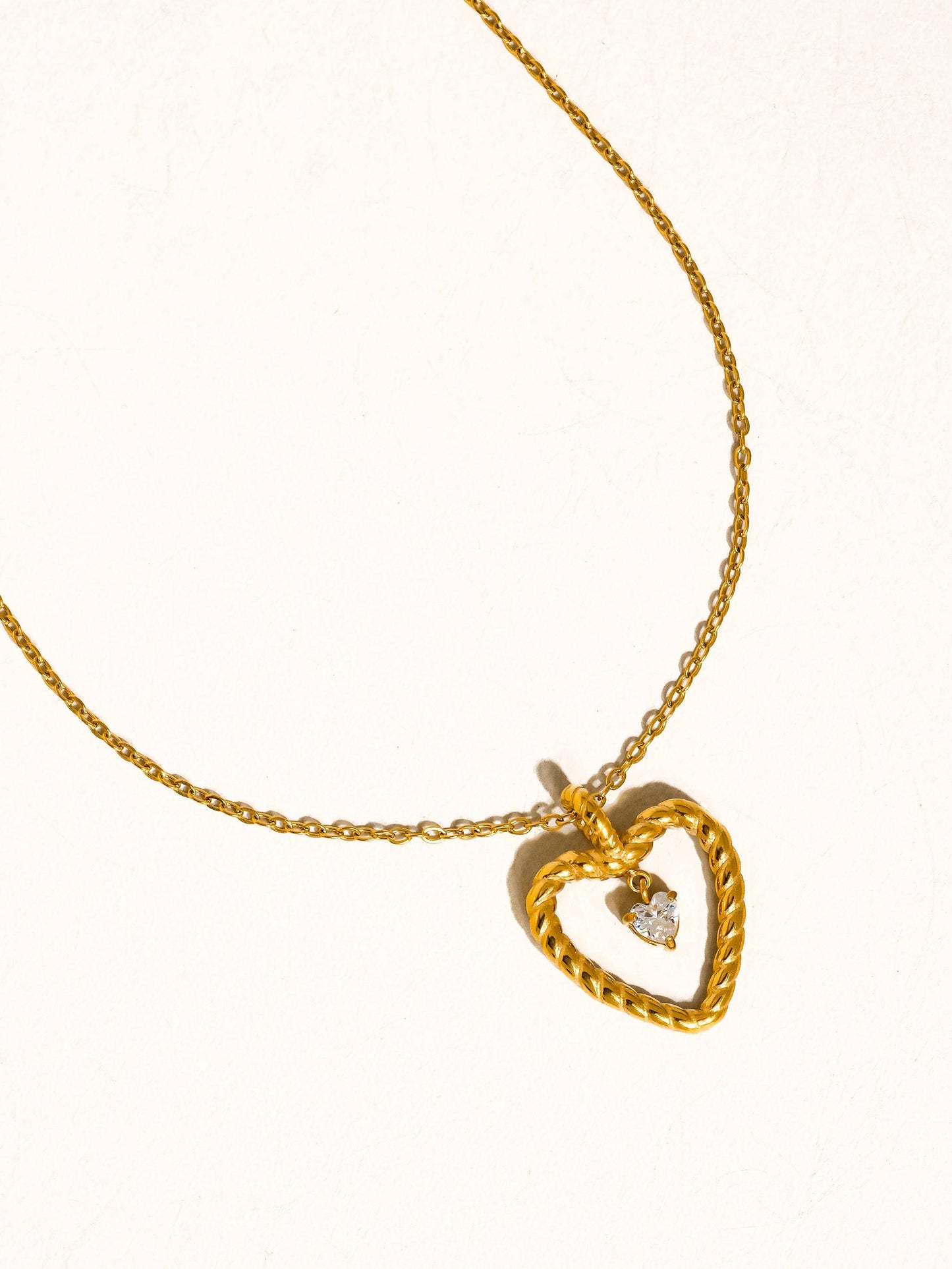 Freya Non-Tarnish CZ Heart Drop Necklace
