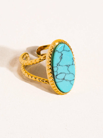 Ashwin 18K Gold Non-Tarnish Natural Stone Ring