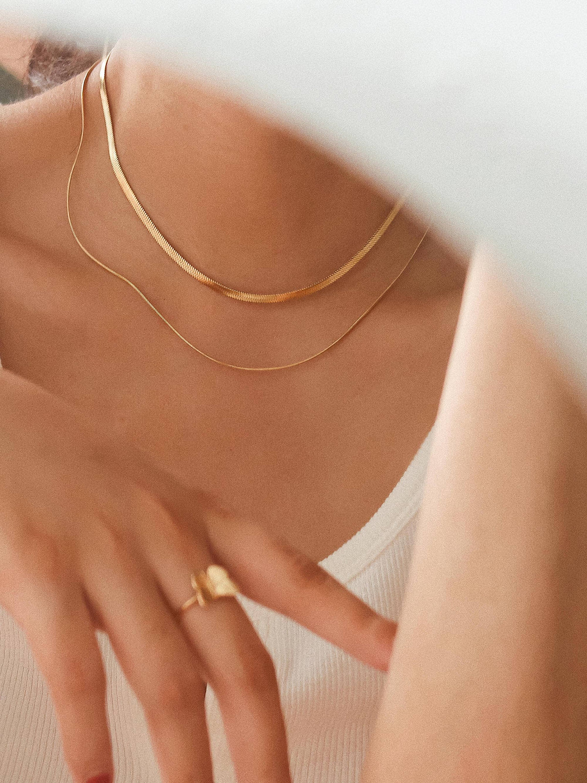 Non-Tarnish Layered Snake Chain Necklace