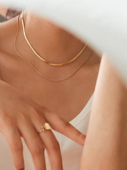 Non-Tarnish Layered Snake Chain Necklace
