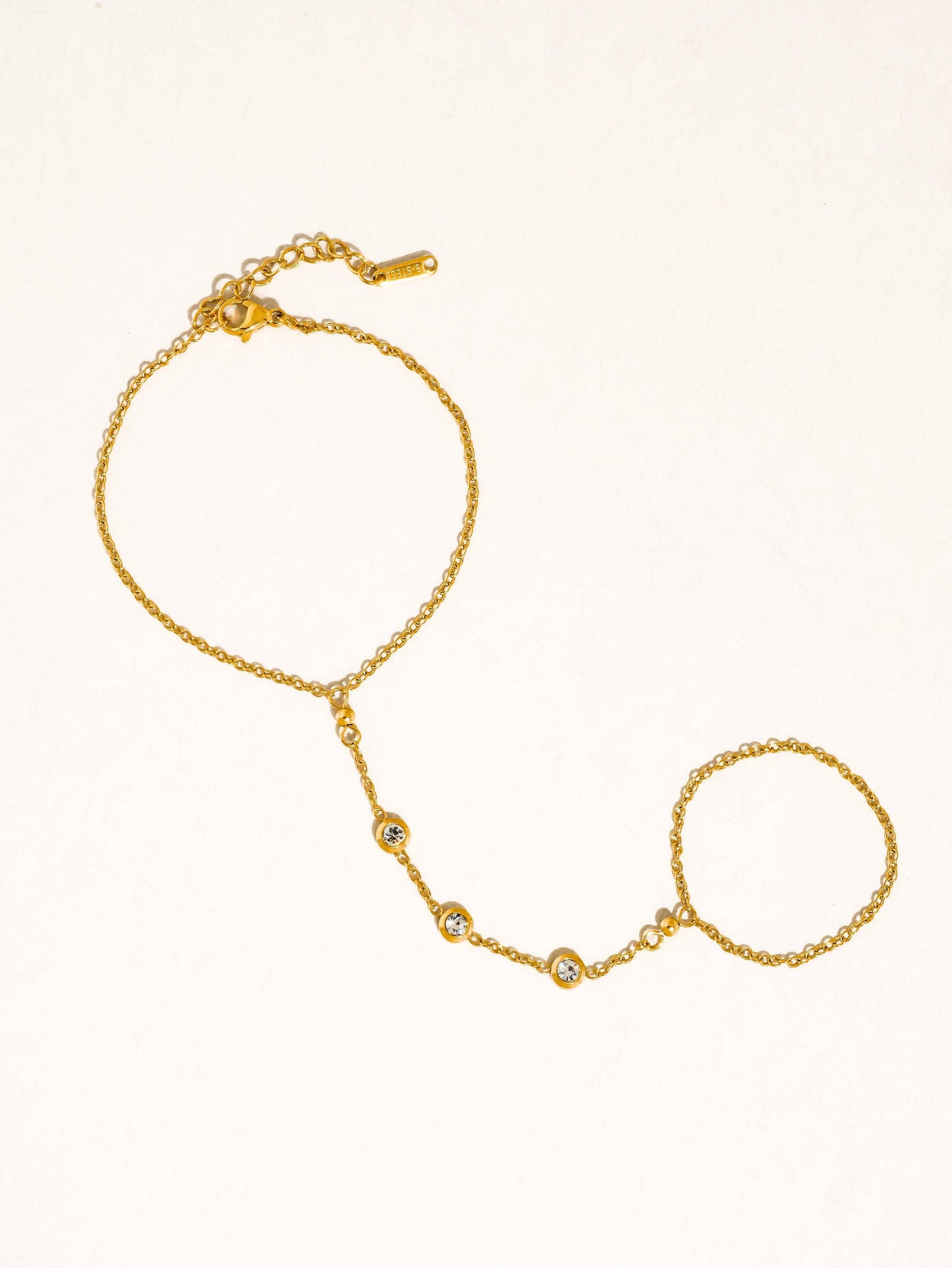 Nadine 18K Gold Non-Tarnish CZ Hand Chain Bracelet