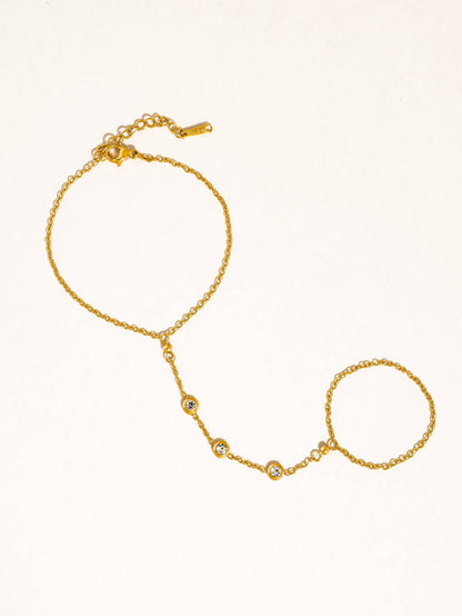 Nadine 18K Gold Non-Tarnish CZ Hand Chain Bracelet