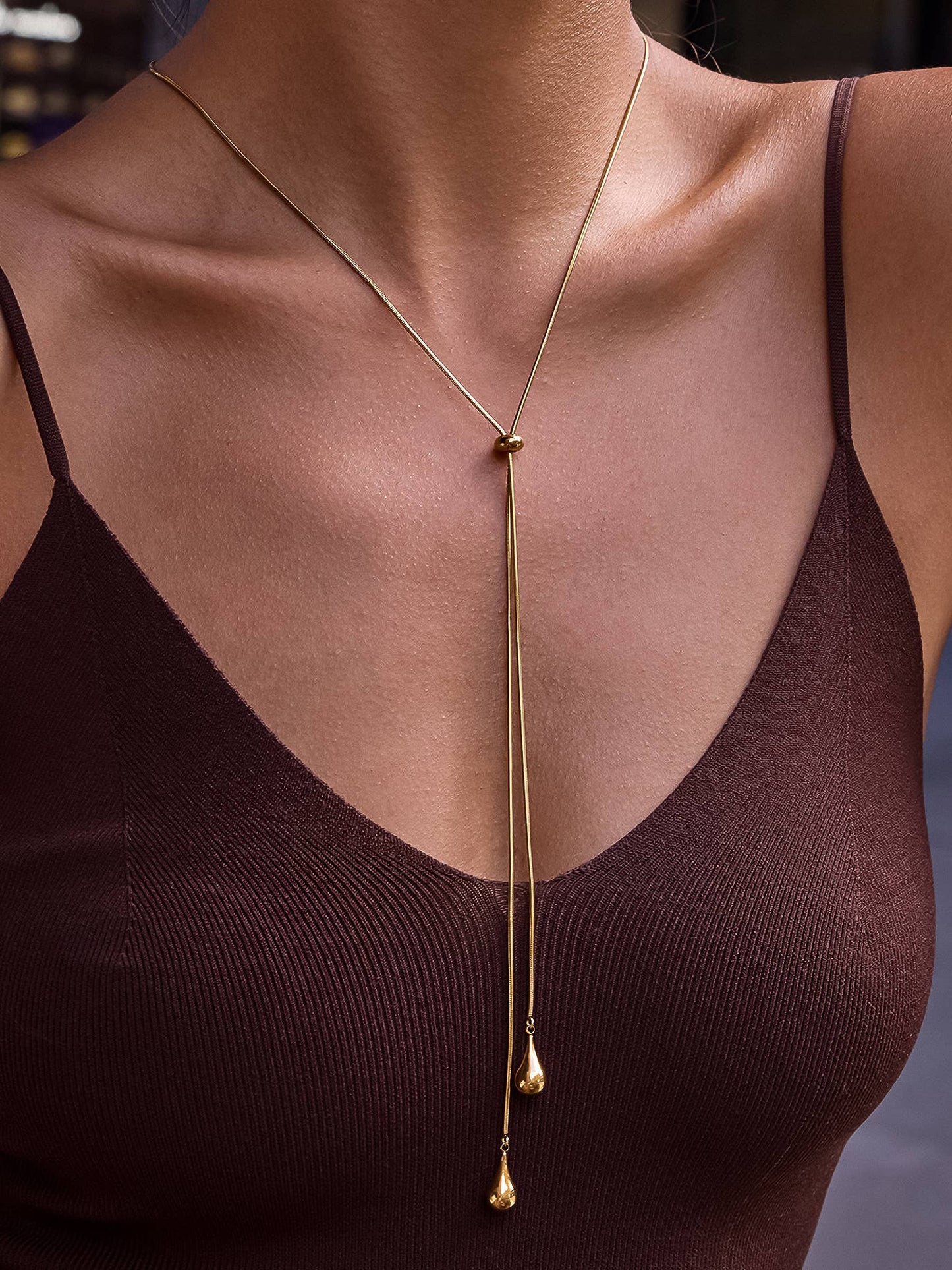 Non-Tarnish Adjustable Lariat Drop Necklace