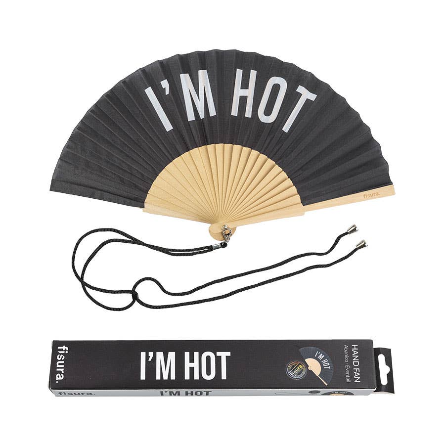Hand Fan "I'm Hot" Black