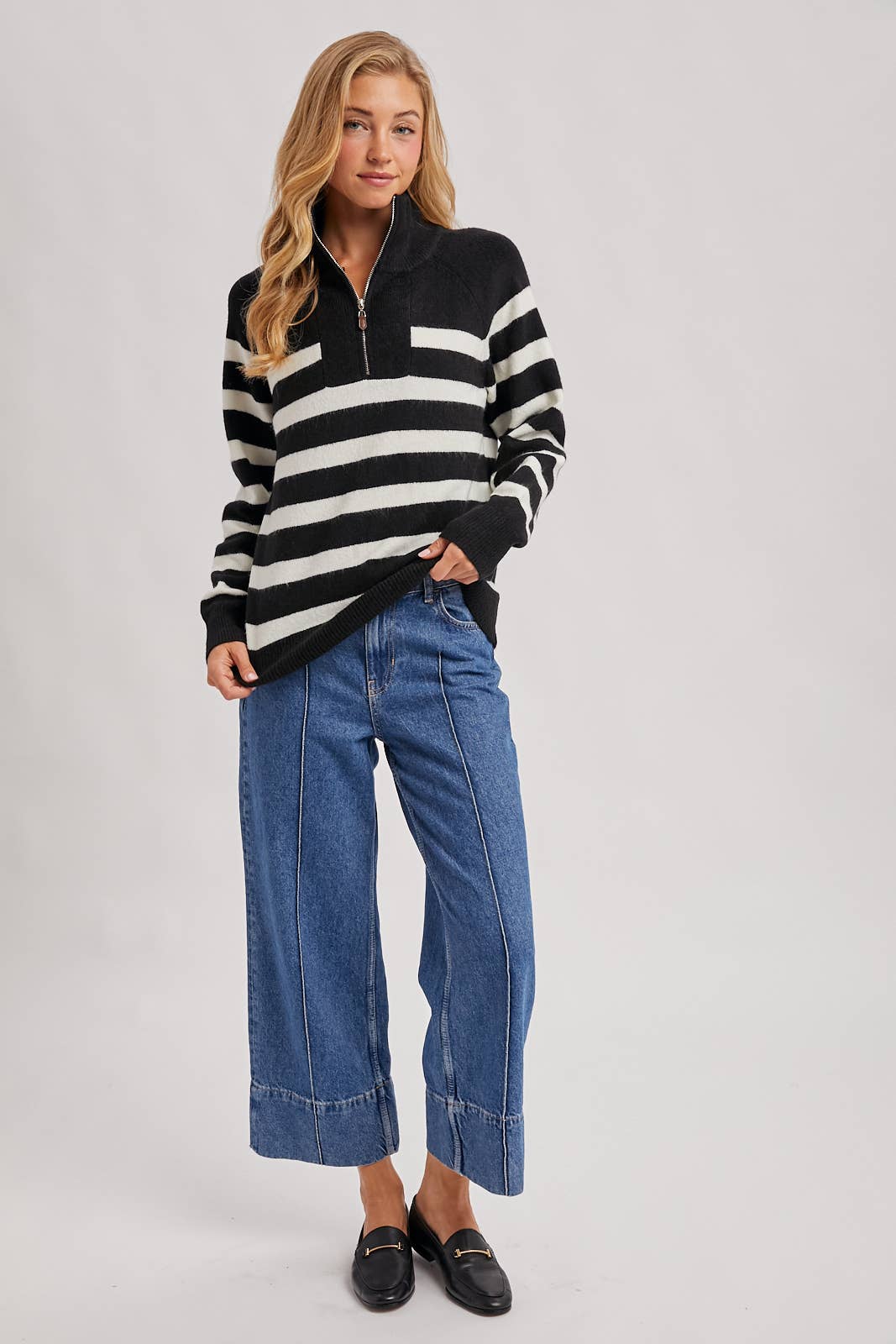 Stripe Half Zip Sweater