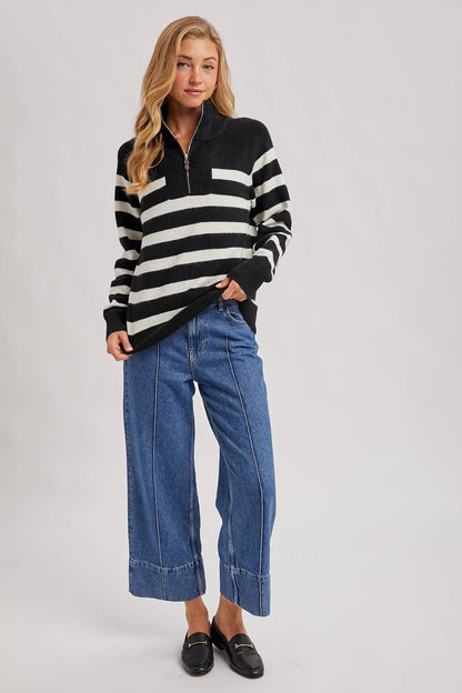 Stripe Half Zip Sweater