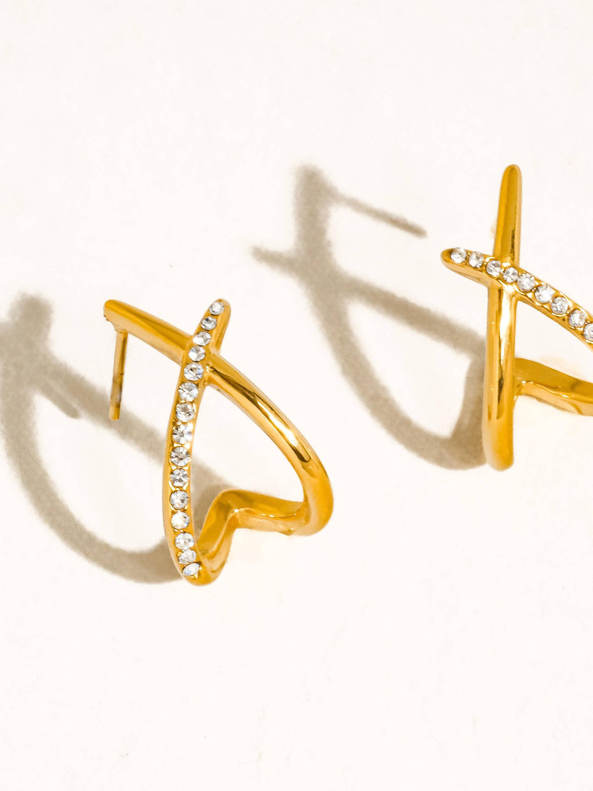 Non-Tarnish CZ Crossover Earrings