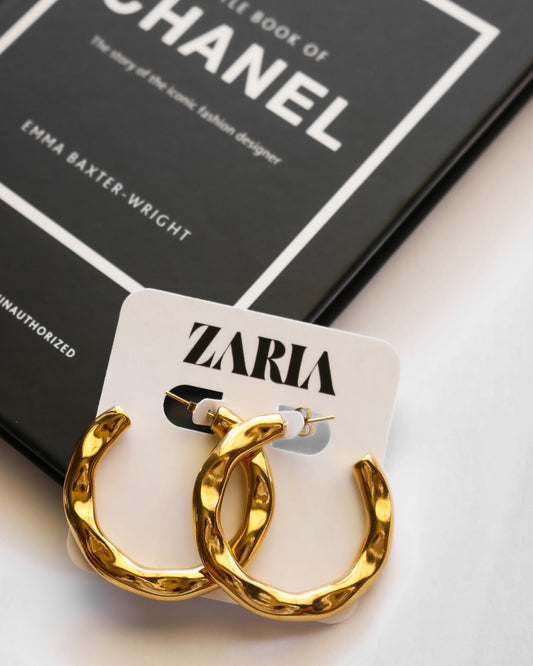 Hammered Gold Hoop Earrings Waterproof Collection