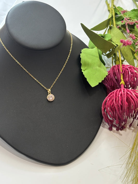 Round CZ Pendant Necklace