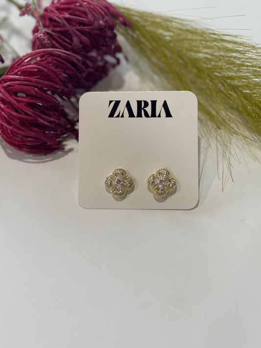 CZ Clover Stud Earring